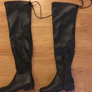 BRAND NEW over the knee, leather black boots